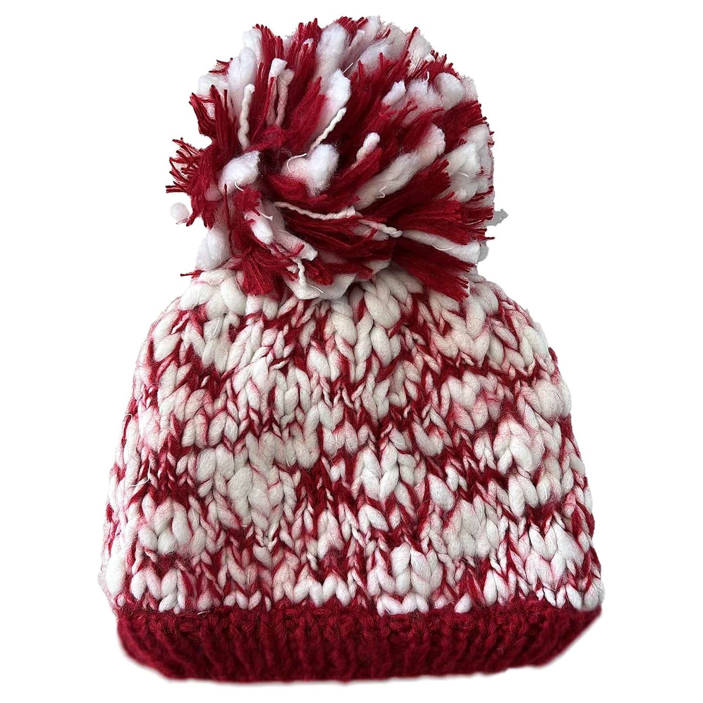 Women's Hand Knitted Daisy Pattern Winter Hat Headband Mittens Set with Pom Pom in Red Green Pink for Outdoor Activities and Holiday Gifts by Sock Stack