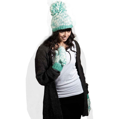 Women's Hand Knitted Daisy Pattern Winter Hat Headband Mittens Set with Pom Pom in Red Green Pink for Outdoor Activities and Holiday Gifts by Sock Stack