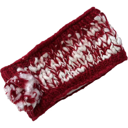 Women's Hand Knitted Daisy Pattern Winter Hat Headband Mittens Set with Pom Pom in Red Green Pink for Outdoor Activities and Holiday Gifts by Sock Stack