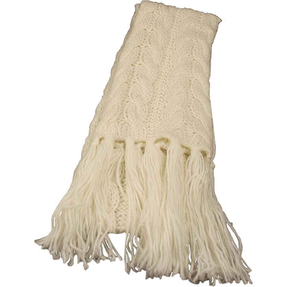 Women's Hand-Knitted Winter Hat Scarf and Hand Warmer Set with Inga Button Design Luxurious Acrylic Adjustable Fit Elegant Brown and Cream by Sock Stack