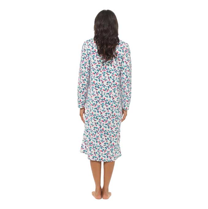 Women's Long Sleeve Fleece Nightdress Soft Warm Floral Print Sleepwear Cozy Winter Nightie Loungewear Available in Multiple Sizes By Daisy Dreamer