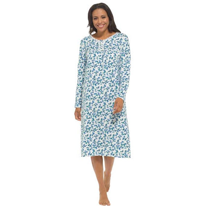 Women's Long Sleeve Fleece Nightdress Soft Warm Floral Print Sleepwear Cozy Winter Nightie Loungewear Available in Multiple Sizes By Daisy Dreamer