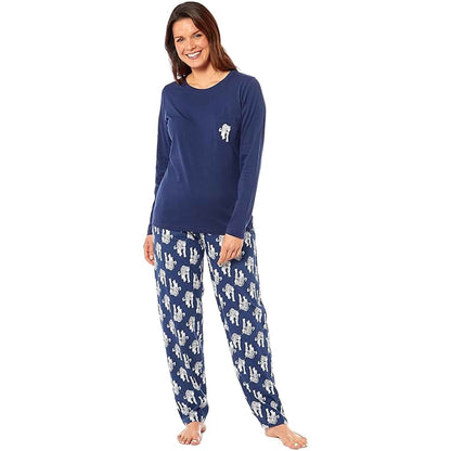 Women's Navy Tiger Print Polar Fleece Pyjama Set Soft Comfortable Loungewear Long Sleeve Top Elasticated Bottoms Stylish Gift Nightwear by Daisy Dreamer
