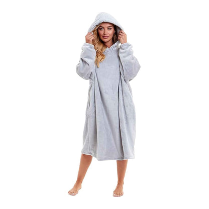 Women's Oversized Plush Hooded Poncho Blanket Cozy Fleece Hoodie with Fur Hood Ideal for Lounging Camping Outdoor Warmth by Daisy Dreamer