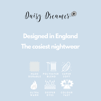 Women's Plush Fleece Hooded Pyjama Set Shimmer Grey Super Soft Fabric Elasticated Waistband Sherpa Edging Cozy Sleepwear Small to X Large by Daisy Dreamer