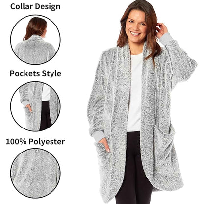 Women's Shimmer Grey Soft Touch Cardi Gown Luxury House Coat Elegant Loungewear Cozy Fit Robe Versatile Stylish Homewear by Daisy Dreamer