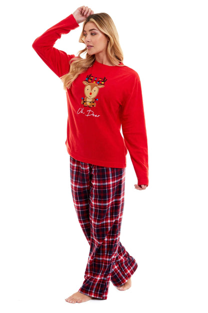 Women's Super Soft Reindeer Polar Fleece Pyjama Set Hooded Top Elasticated Pants Christmas Loungewear Winter Gift by Daisy Dreamer