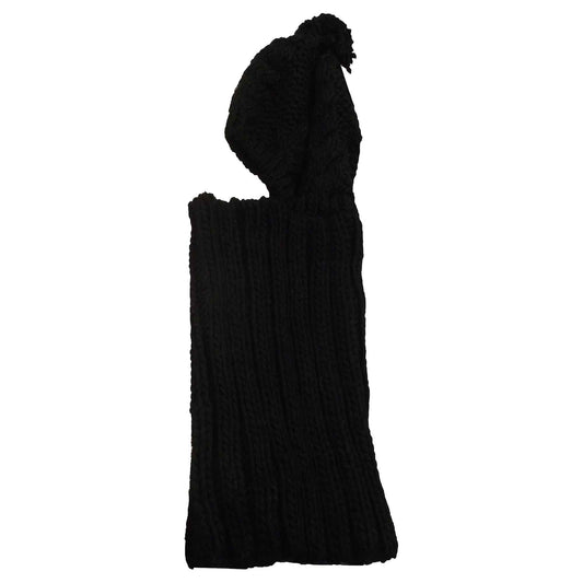 Women's Thermal Beanie Hat with Cable Knit Design and Pom Pom 2-In-1 Snood Scarf Winter Accessory in Cream Pink Black Grey Sock Stack