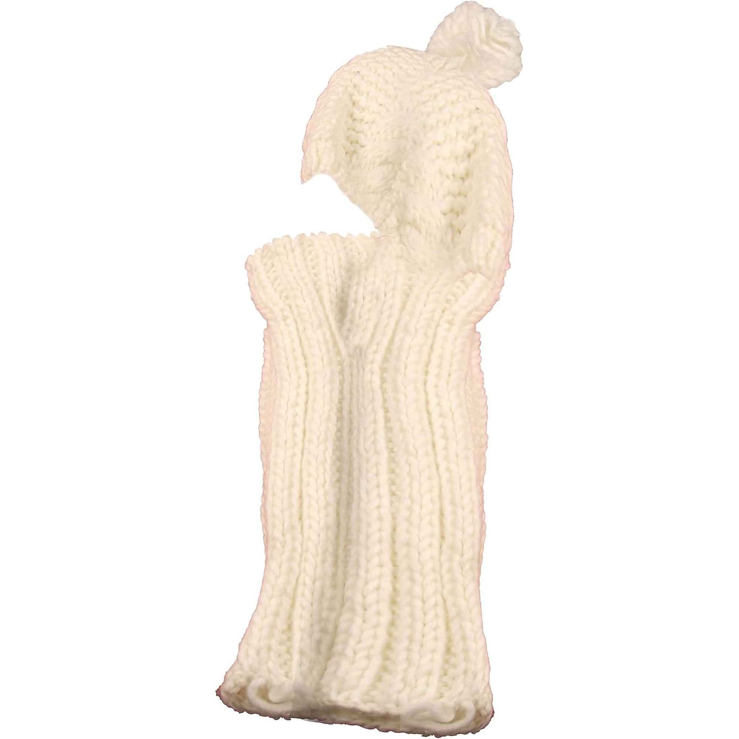 Women's Thermal Beanie Hat with Cable Knit Design and Pom Pom 2-In-1 Snood Scarf Winter Accessory in Cream Pink Black Grey Sock Stack