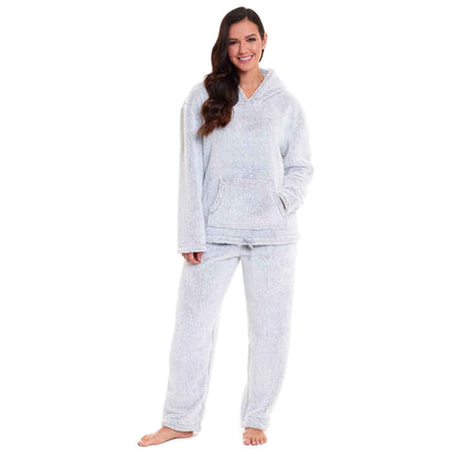 Women's Ultra-Soft Plush Fleece Hooded Pajama Set Cozy Winter Nightwear Warm Loungewear for Home Relaxation by Daisy Dreamer