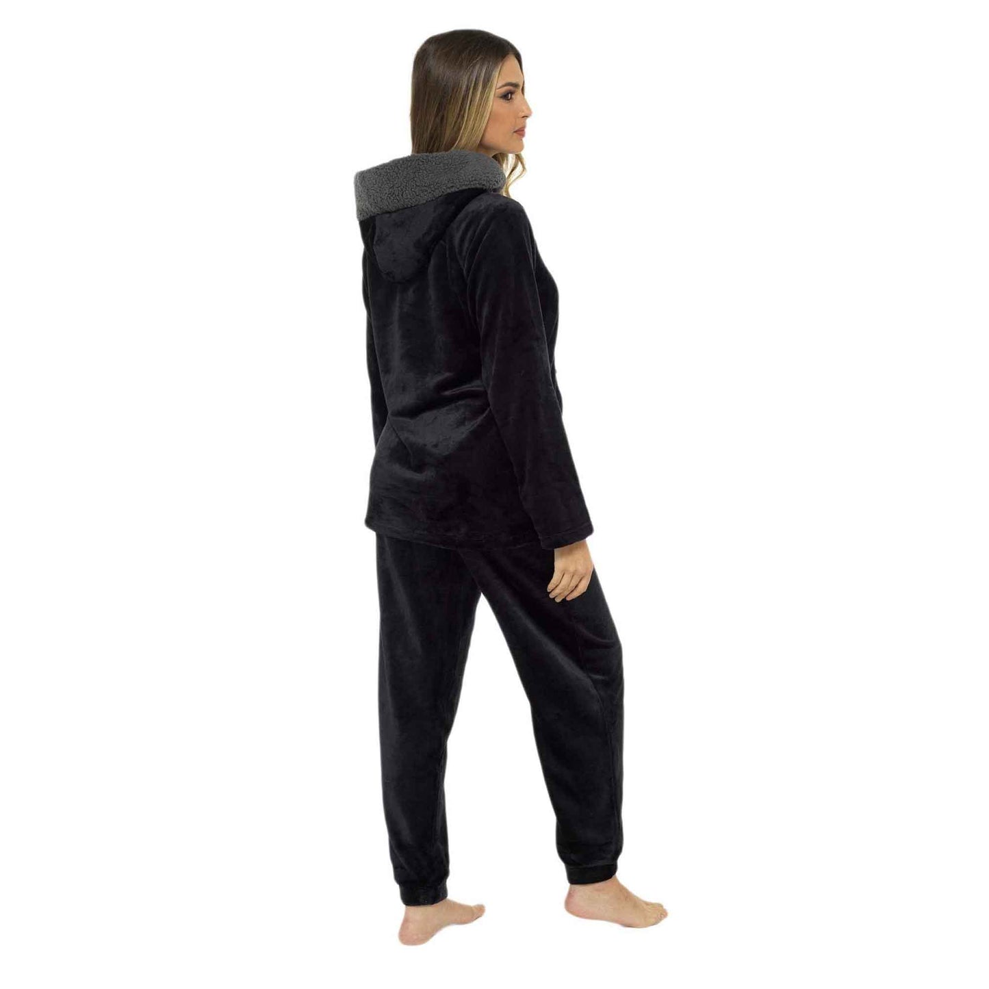 Women's Ultra-Soft Plush Fleece Hooded Pajama Set Cozy Winter Nightwear Warm Loungewear for Home Relaxation by Daisy Dreamer