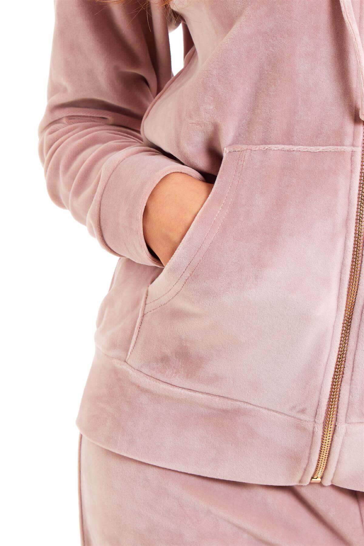 Women’s Velour Fleece Hooded Zip Track Suit Velvet Loungewear Set with Elastic Waistband Comfortable All-Day Wear Multiple Styles and Sizes by Daisy Dreamer