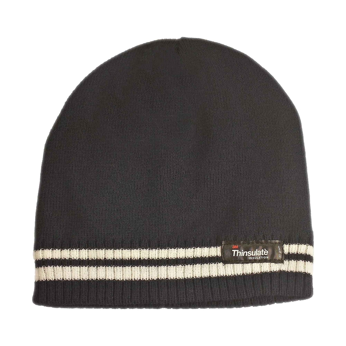 Women's Winter Thermal Beanie Hat with Striped Design and 3M Thinsulate Insulation Warm Acrylic Knit Cap for Cold Weather Fashion Black Red Navy Purple by Sock Stack